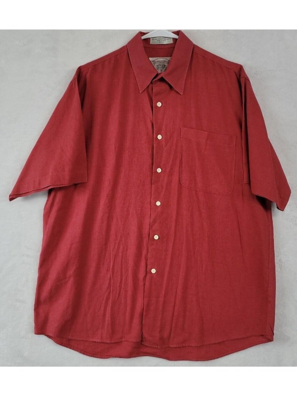 John Ashford Sport Men's Linen Blend Button Up Shirt Size Medium Red